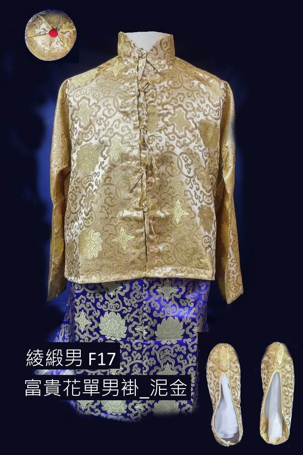F17 富貴花單男褂 泥金
